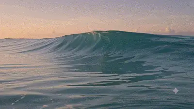 An ocean wave drawn up and held at the moment just before it breaks